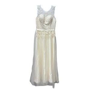Lace Applique Formal Dress Sleeveless Evening Gown Wedding  Dress Size‎ X-Large